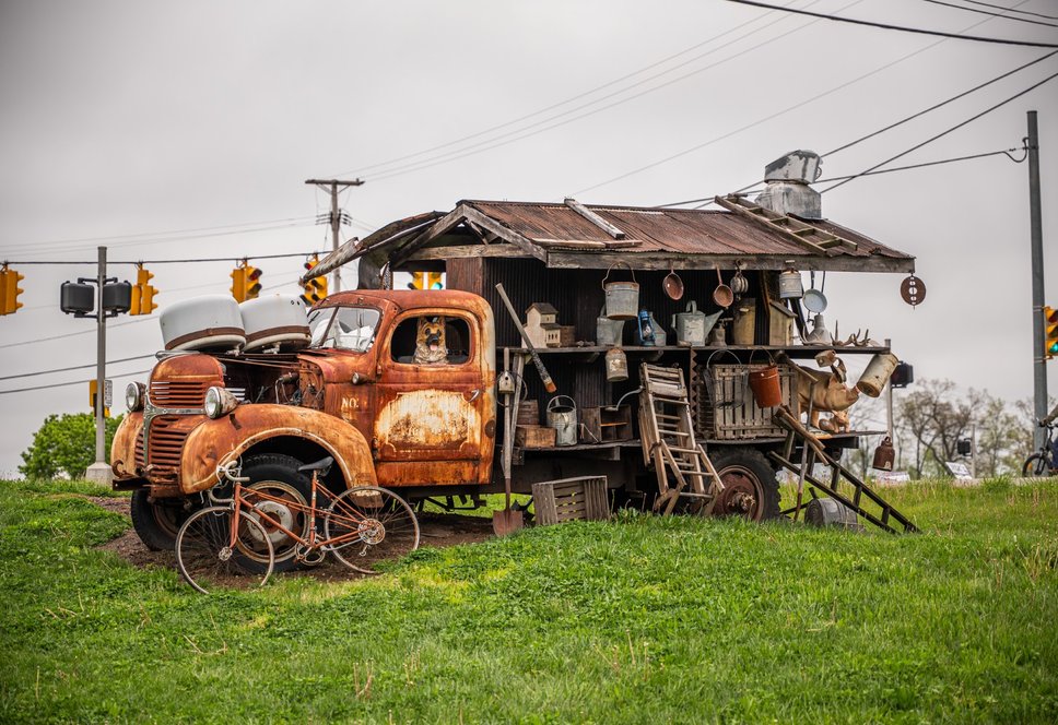 The 1954 fire truck outside Ohio's Market Berlin