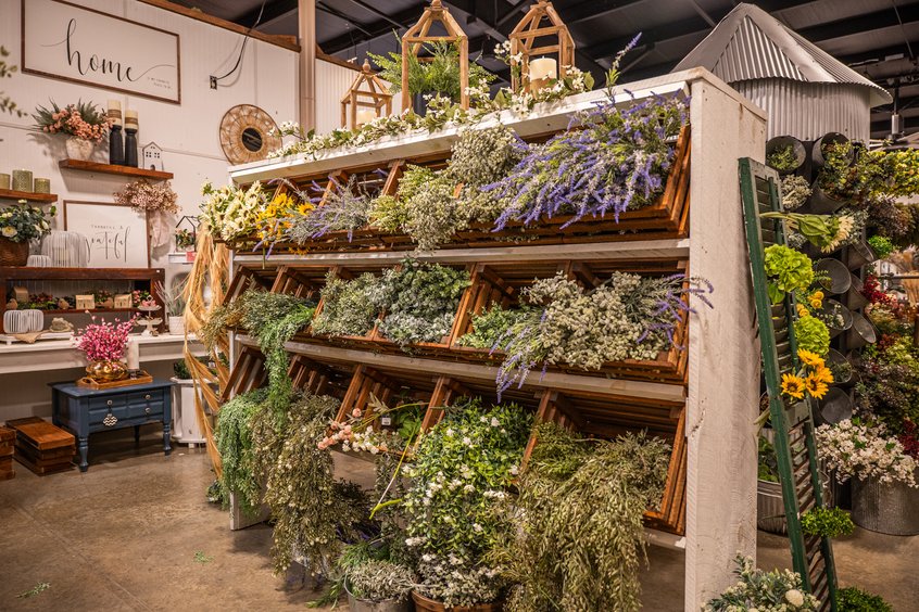 Faux seasonal florals and artificial greenery at Ohio's Market Berlin in Amish Country