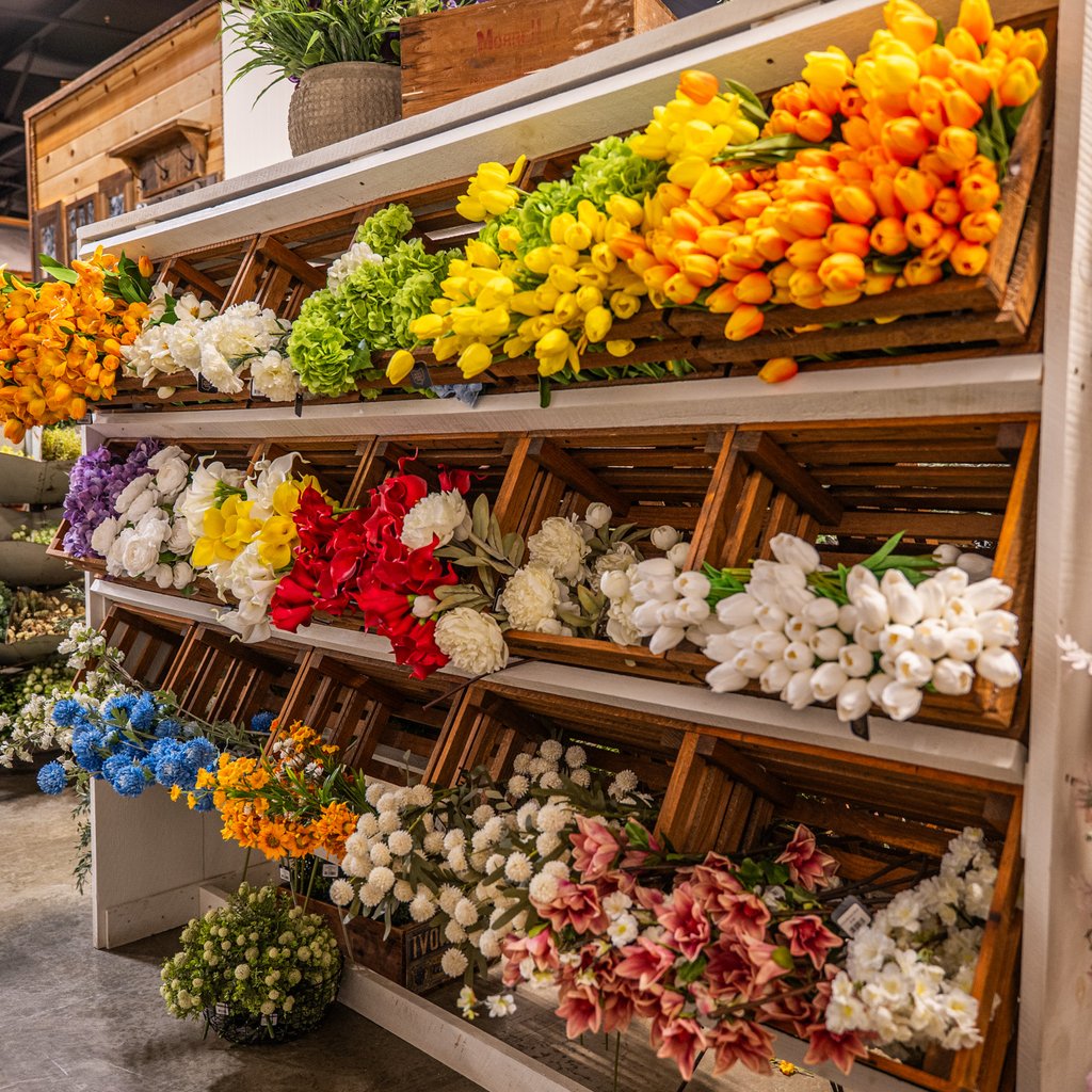 Lifelike artificial flowers and faux bouquets at Ohio's Market Berlin in Berlin, OH