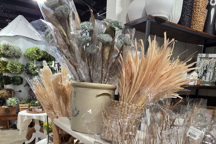 Faux seasonal florals and artificial greenery at Ohio's Market Berlin in Amish Country