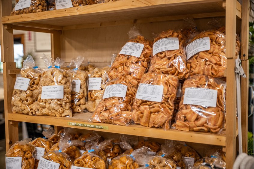Bulk foods and dry goods in scoop bins at Ohio's Market Berlin in Berlin, OH