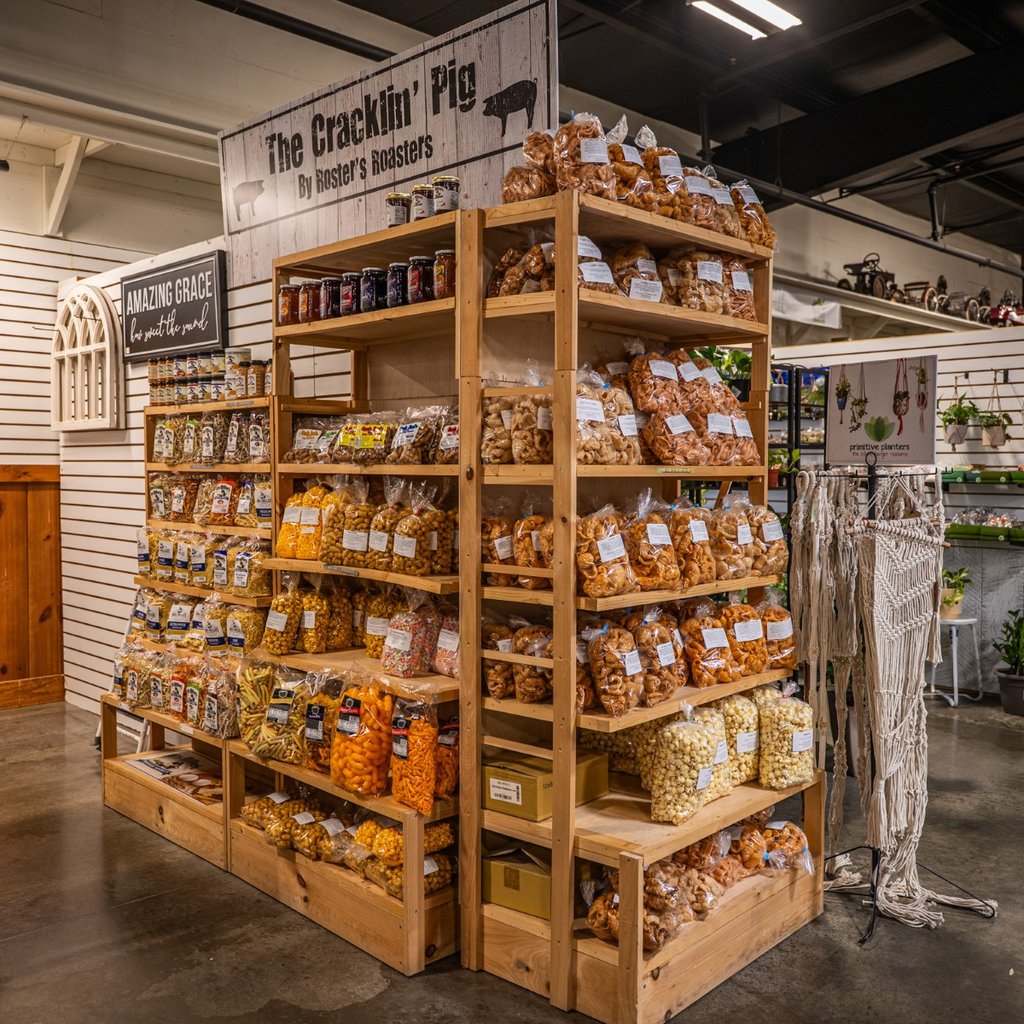 Bulk foods and snack vendor booth inside Ohio's Market Berlin in Berlin, OH