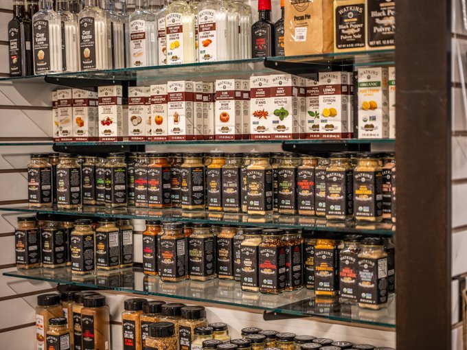 Coffee and bulk pantry staples on display at Ohio's Market Berlin in Holmes County