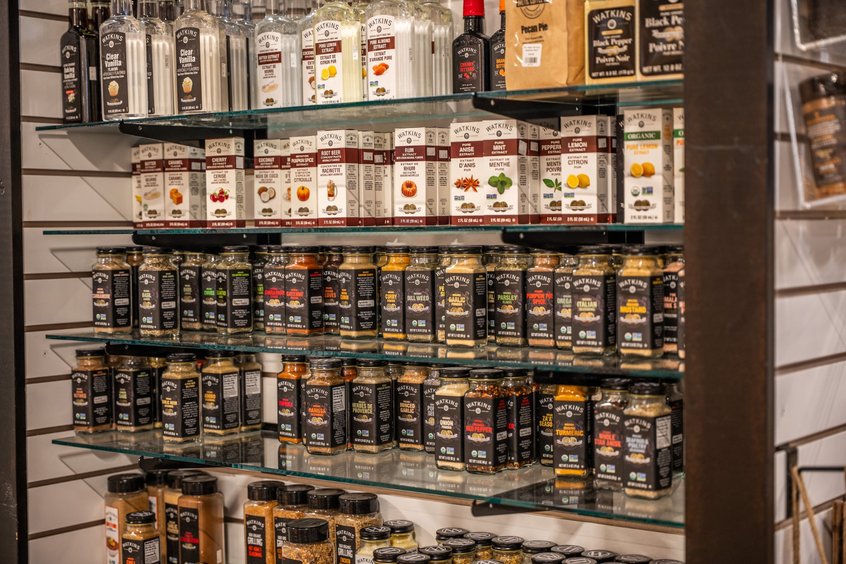 Watkins products and seasonings on display at Ohio's Market Berlin