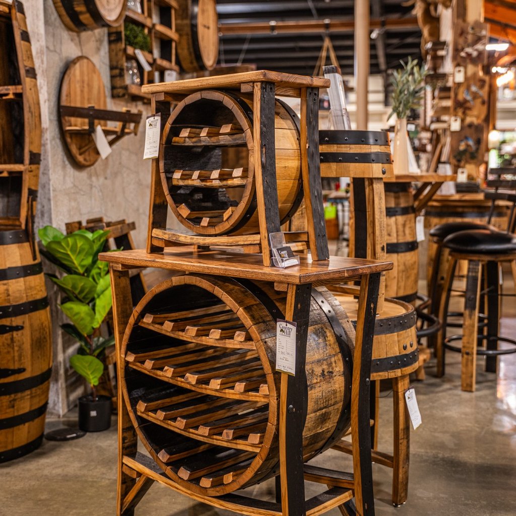 Solid-wood furniture vendor booth inside Ohio's Market Berlin in Berlin, OH