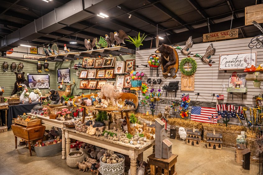 Artificial plants and floral accents at Ohio's Market Berlin in Holmes County