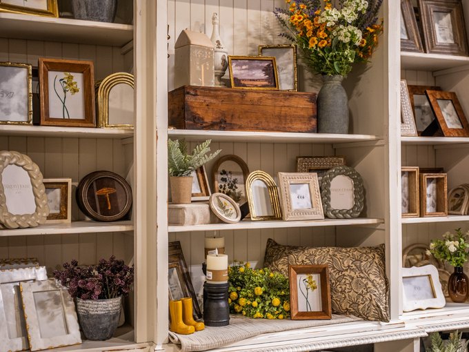 Rotating selection of clocks and decorative accents at Ohio's Market Berlin in Amish Country