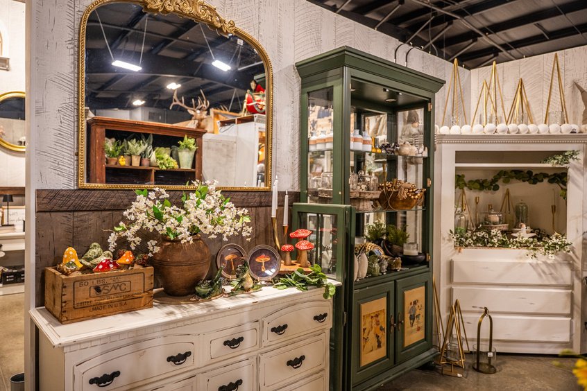 Artificial plants and floral accents at Ohio's Market Berlin in Holmes County