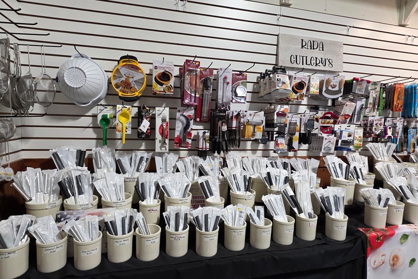 Glassware and drinkware display at Ohio's Market Berlin in Holmes County