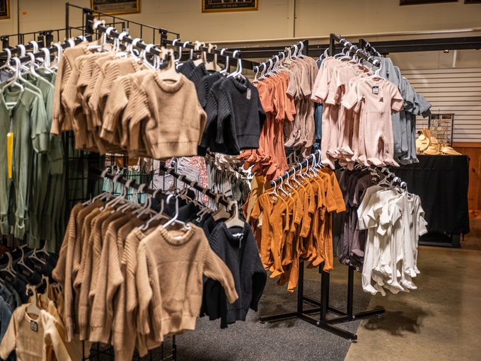 Rotating selection of seasonal kids' wear at Ohio's Market Berlin near Millersburg, OH