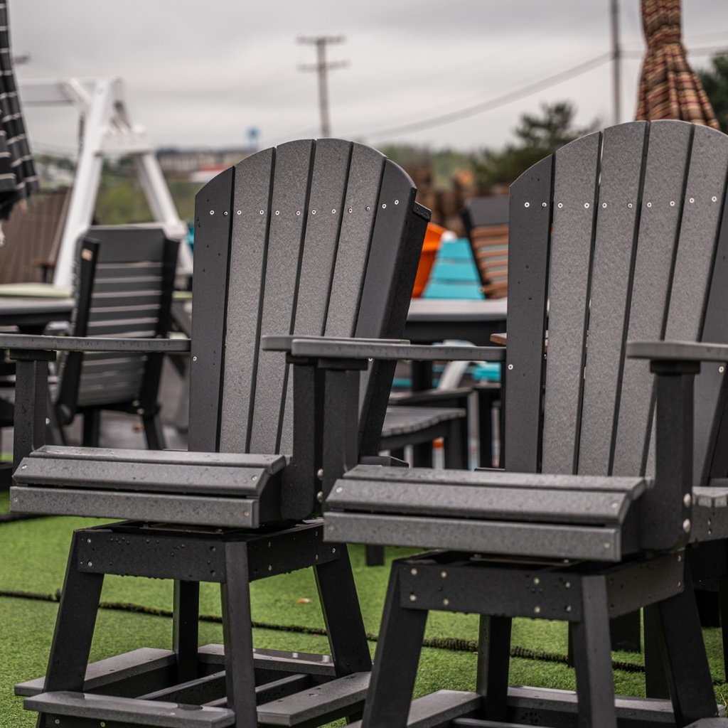 Outdoor furniture and patio vendor booth inside Ohio's Market Berlin in Berlin, OH