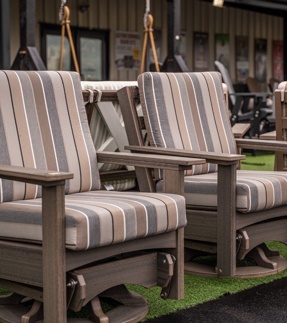 Patio furniture and outdoor decor vendor at Ohio's Market Berlin in Berlin, OH